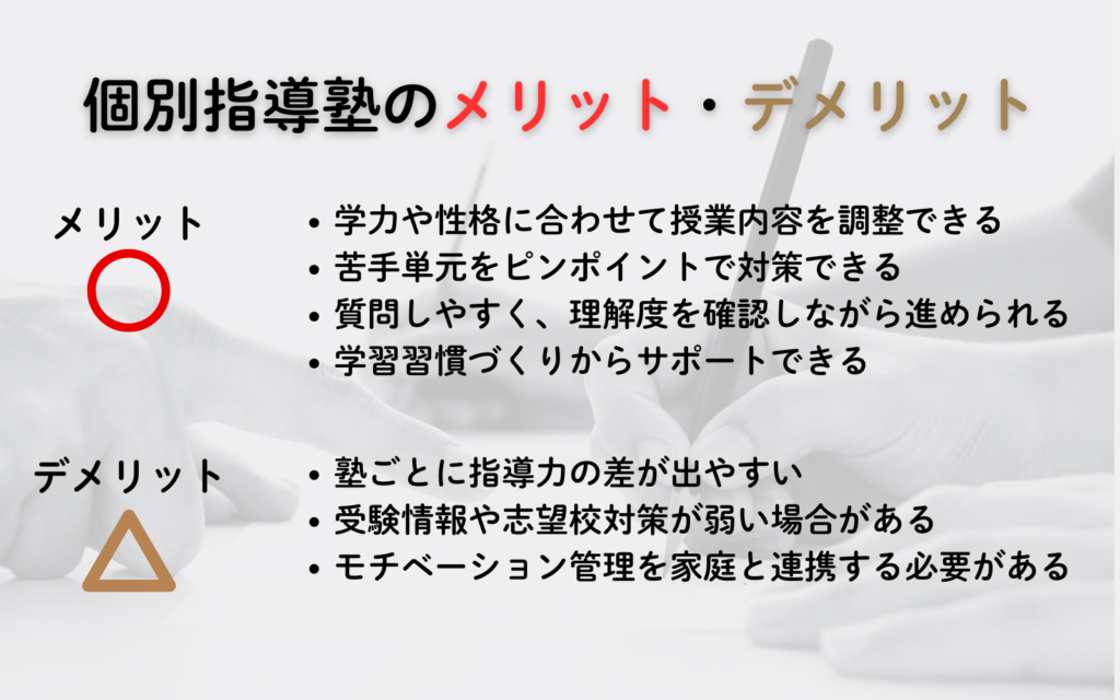 個別指導塾のメリット・デメリット
